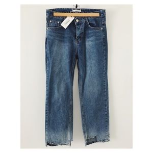 Oak + Fort raw edge jeans size M NWT